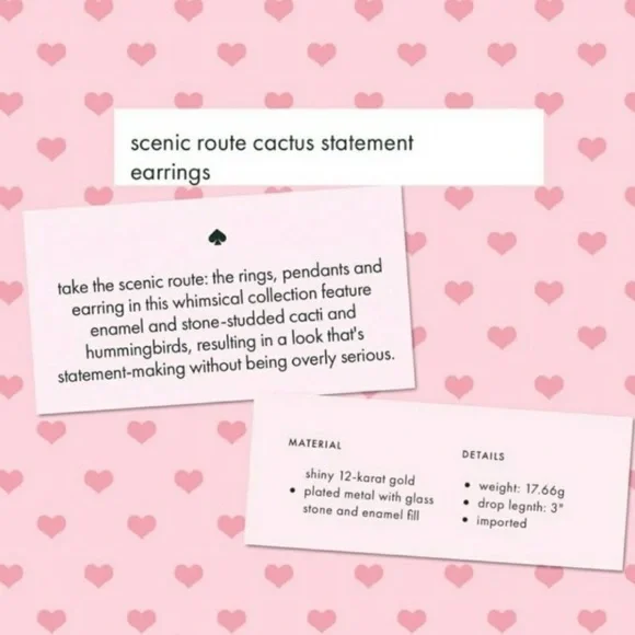 Kate Spade ♠️ scenic route cactus 🌵 🌺& statement earrings. - Picture 5 of 6